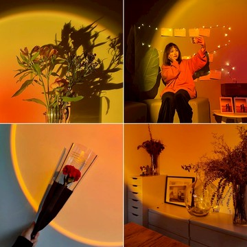 網紅日落燈夕陽燈mini客廳落地燈日不落燈房間投影氛圍黃昏夕陽燈
