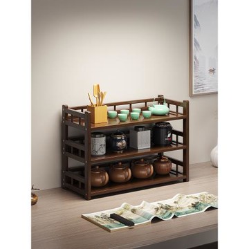 新中式博古架小型茶具架簡約現代家用茶葉收納柜茶室紫砂壺擺放架