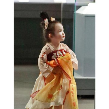 女童漢服唐代襦裙連衣裙周歲表演服古裝國風寶寶生日中國風春秋天