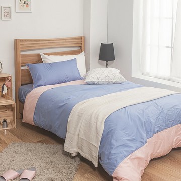 戀家小舖 100%精梳棉 床包 / 雙人加大【雙色系列-藍粉 】含兩件枕套 台灣製