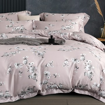 貝淇小舖 60支天絲 床包兩用被 300織密度高規格面料 AB雙面設計  加大  琳沁粉  床包 + 兩用被套 + 枕套2個