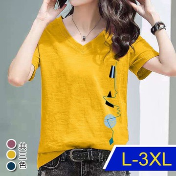 【涼夏短T】[韓國K.W.]波卡圓舞人氣有機竹節棉上衣(V領上衣 棉上衣 短T恤 )