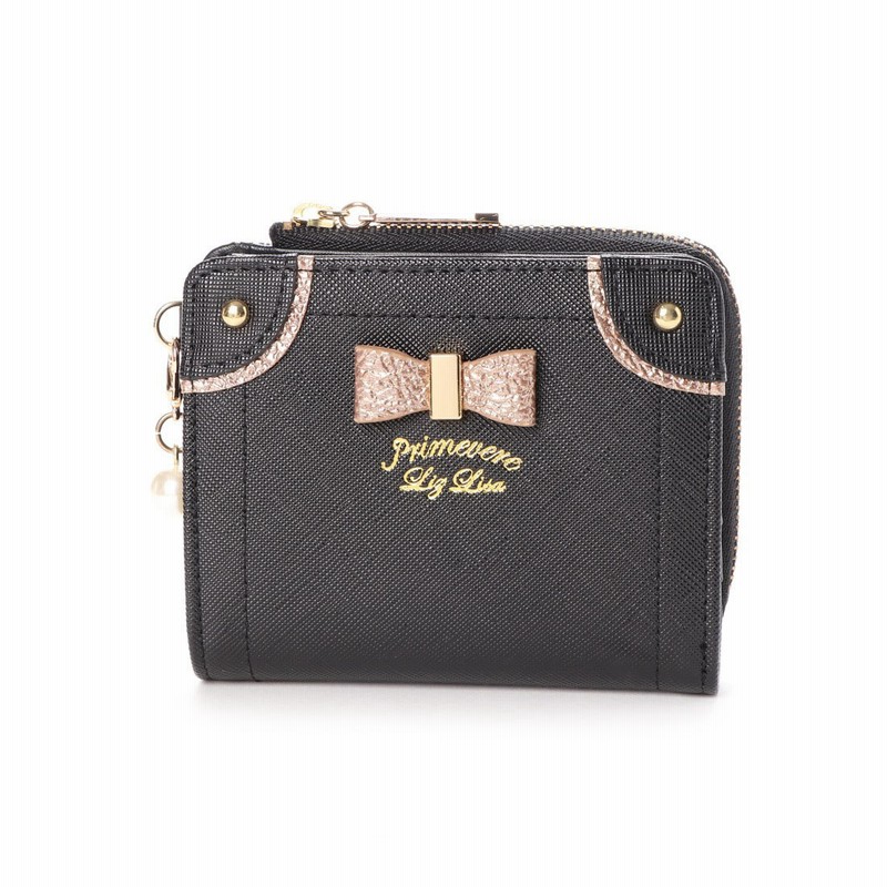 プリムヴェールリズリサ Primevere Liz Lisa ケイトシリーズ ゴールドリボン付二つ折り財布 ブラック 通販 Lineポイント最大get Lineショッピング