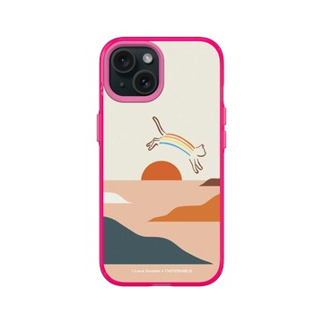 iPhone 15 Clear 粉漾桃 - ilovedoodle (Lim Heng Swee) - Cat Landscape - Rainbow 貓咪彩虹