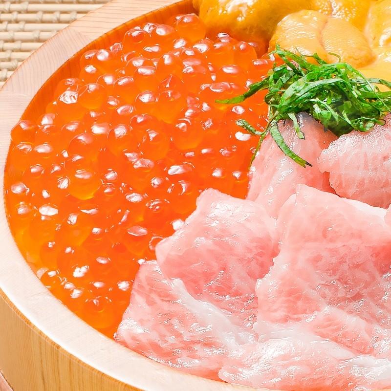 豊洲の海鮮丼セット 極み 約3〜4人前 本マグロ大トロ特盛り200g＆無添加生うに＆北海道産イクラ（本鮪 ギフト 海鮮福袋 詰め合わせ 寿司 刺身）