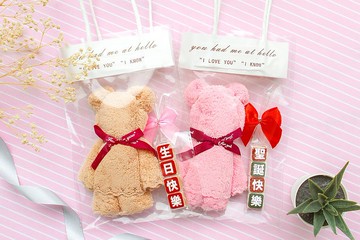 活動小禮物 小熊毛巾+祝福語牛奶糖 - 交換禮物 禮物精選 節日