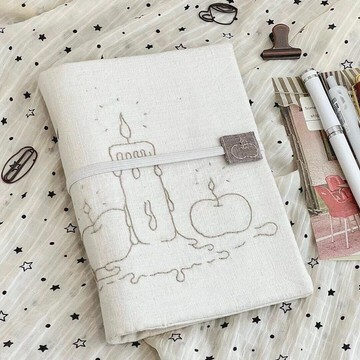 🎀臺灣出貨🎀燭光蘋果A6活頁手賬本刺繡布藝書衣可拆卸ins小衆高顏值日記事本 筆記本 手帳本 手帳 日記本 記事本