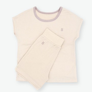 minihope輕柔感短袖套裝(大人)-米色