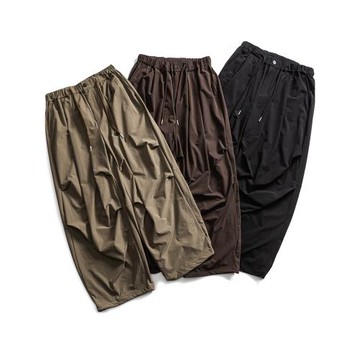 美式復古山系春夏戶外時尚潮流ins寬松休閑闊腿工裝休閑長褲