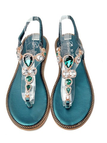 人字夾趾涼鞋女夏平底學生2018新款百搭韓版羅馬沙灘水鉆夾腳涼2