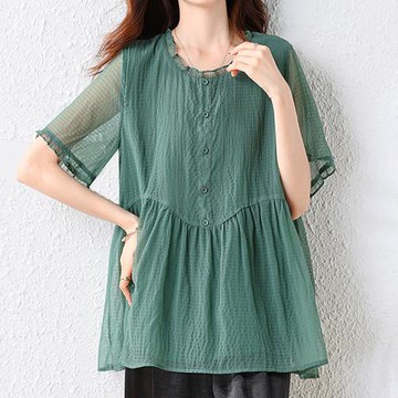 麗質達人 - 8008綠色短袖上衣-LY