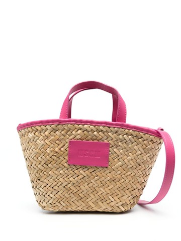 MSGM - interwoven-design raffia tote bag - women - Polyester/Straw - One Size - Neutrals