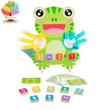 【樹年】木製寶寶啟蒙數學卡通動物手指數字分解加減運算顏色認知配對玩具