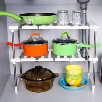 流理台下方置物架 可調式 水槽下方 置物架 碗架 鞋架 收納架【DD440】 123便利屋