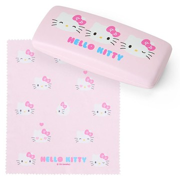 【震撼精品百貨】Hello Kitty 凱蒂貓~日本SANRIO三麗鷗 KITTY硬質眼鏡盒附擦拭布-表情款*10514