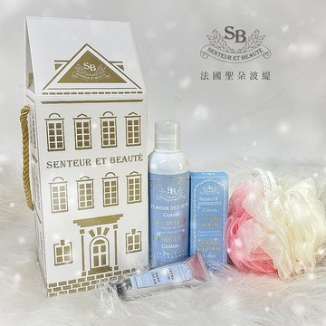 【法國 Senteur et Beaute 聖朵波緹】-香頌屋寶寶香氣禮盒組(棉花護手霜30ml+棉花沐浴膠200ml+送 沐浴刷球)『LINE禮物獨家組合』