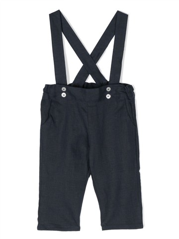 Tartine Et Chocolat - crossover-straps linen dungarees - kids - Linen/Flax - 6 mths - Blue
