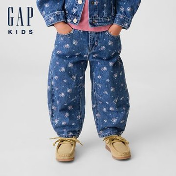 【GAP】嬰兒及幼兒花卉馬蹄牛仔褲-中度水洗(909636)
