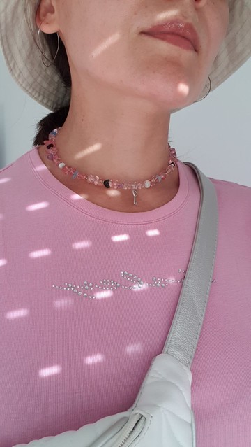 頸鍊、原始碧璽、玉髓、海藍寶石、黃水晶、月光石項鍊