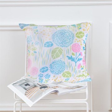 HONE棉紗方型小抱枕/靠墊(45x45cm)_花卉粉