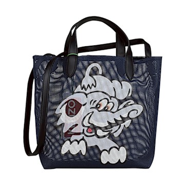 KENZO KENZO X Verdy PLAY印刷LOGO動物圖案網狀手提斜背托特包(小/海軍藍)