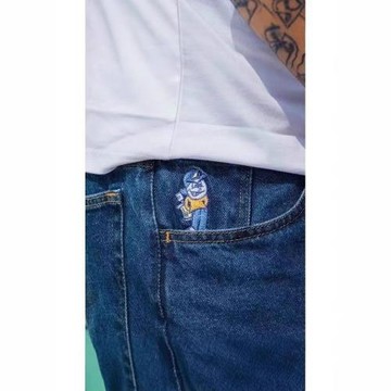 美式Y2K街頭王一博同款牛仔褲滑板DLH寬松闊腿牛仔褲93牛仔褲