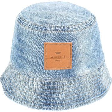 Max Mara-WEEKEND 刷色棉質皮標牛仔漁夫帽(藍色)