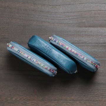 日本製【REPLETION 萬用包】革職人 栃木革 感應鑰匙包 彩虹拉