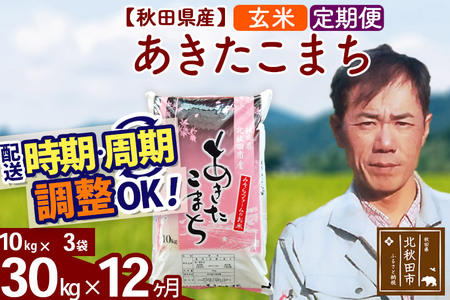 《定期便12ヶ月》＜新米＞秋田県産 あきたこまち 30kg(10kg袋) 令和5年産 お届け時期選べる 隔月お届けOK お米 みそらファーム 発送時期が選べる