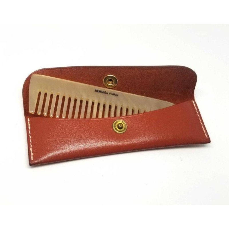 HERMES櫛 エルメス コーム 櫛 くし バッファローホーン レザーケース