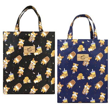 【珍奶柯基-A4手提袋】台灣製造簡約可放A4文件防水手提袋