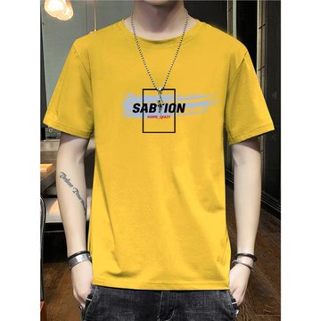 男士短袖t恤夏季款潮流印花寬松休閑圓領純棉上衣簡約百搭打底衫