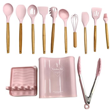 紅點生活 不沾鍋矽膠鍋鏟廚具  12個  義式粉  1組