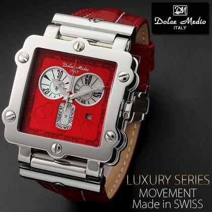 腕時計 メンズ ブランド 送料無料 1年保証 正規 Dolce Medio ドルチェ メディオ スイス 製 ムーブメント仕様 クロノグラフ 腕時計  BOX 保証書付 | LINEショッピング