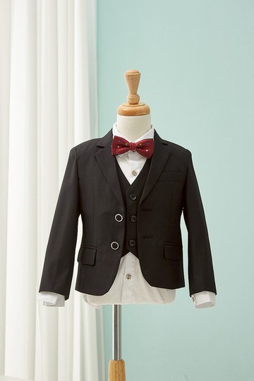 HAO.HAO kids 經典素面西裝-素黑色(三件組)