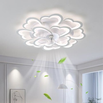 【興沐燈飾】直徑88cm 創意荷花隱形風扇燈 客廳隱形吊扇 超薄循環扇 智能電風扇 壁燈壁扇144W吸頂燈 吸頂扇隱形扇吊燈