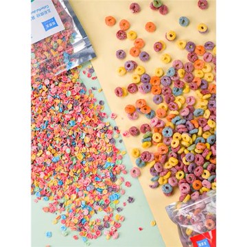 彩色水果麥片脆碎甜品慕斯牛奶彩色裝飾五彩果味麥圈蛋糕擺件220g