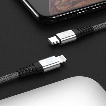 新款 1.2m-2m 尼龍編織繩 3A 充電傳輸都適用 TYPE-C to Lightning 蘋果iPhone 專用 (火紅-鐵灰-亮黑)-X2入