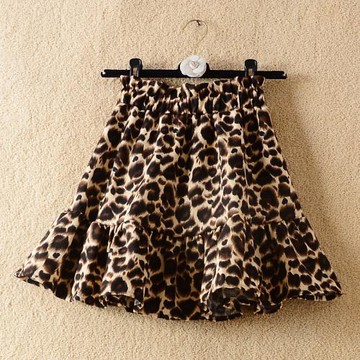 2024春秋新款韓版百搭時尚豹紋短裙女高腰顯瘦遮胯蓬蓬半身裙辣妹