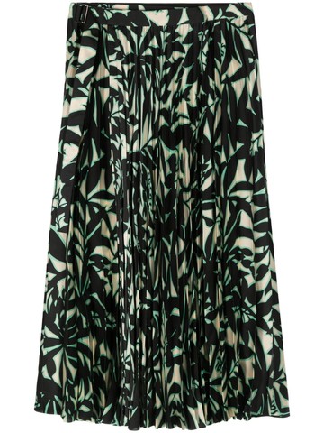 sacai - graphic-print pleated midi skirt - women - Cupro/Polyester - 4 - Black