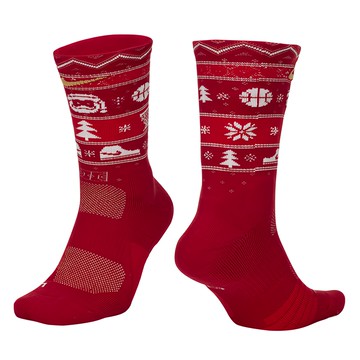 NIKE 耐吉 U NK ELT CREW-XMAS 中筒襪 SX7866687L  L  紅色 + 白色
