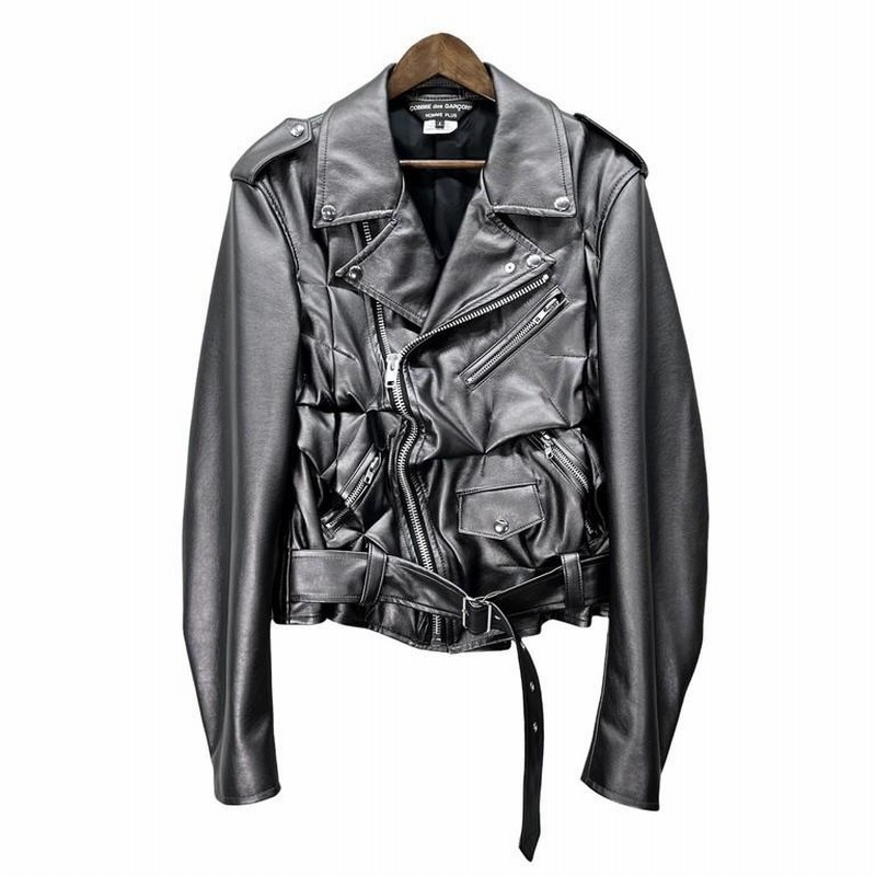 COMME des GARCONS HOMME PLUS 【men2117I】 21SS SYNTHETIC LEATHER BIKER JACKET  フェイクレザー変形ダブルライダースジャケット AR | LINEブランドカタログ