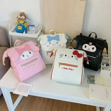 可愛雙肩包 kitty雙肩包 庫洛米雙肩包 玉桂狗雙肩包 美樂蒂雙肩包 卡通大容量可愛日系蝴蝶結手提書包 可愛後背包