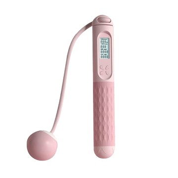 負重無繩跳繩 液晶中文螢幕 高畫質背光 矽膠+ABS材質  粉色  1組  15cm