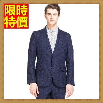 亞麻西裝西裝外套-復古印花薄款商務休閒男西服68q18【獨家進口】【米蘭精品】