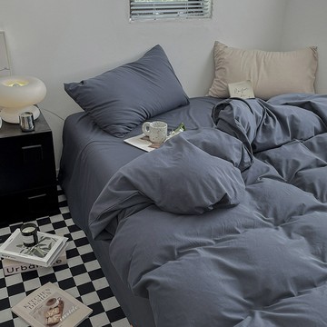 全棉色織床包組 水洗棉四件套 單被套 床包 純色 雙拼 學生季 宿舍三件套