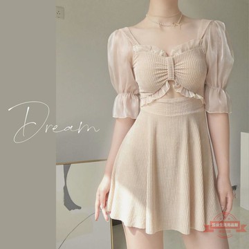 泳衣女2022年新款ins超仙連體保守裙式 遮肚顯瘦學生度假泳裝潮流