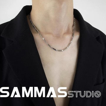 現貨24hr內出貨✨ 【SAMMAS】鈦鋼菱形竹節鍊 鈦鋼項鍊 日系項鍊 嘻哈項鍊 男生項鍊女 項鍊男 細項鍊 銀項鍊