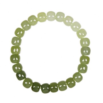 【正佳珠寶】和田玉青黃口料高品漸變濃綠青黃口 18.5g 蘋果老型