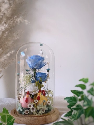 帶路雞起家雞永生花玻璃罩盅 開幕禮 喬遷禮 開運擺飾 客製化禮物